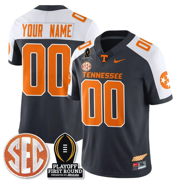 Personalized Custom TV Football Jersey - Playoff First Round Patch - Grey Alternate Stitched