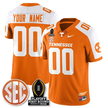 Personalized Custom TV Football Jersey - Playoff First Round Patch - Orange Alternate Stitched