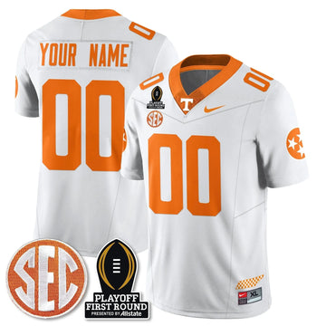 Personalized Custom TV Football Jersey - Playoff First Round Patch - White Stitched