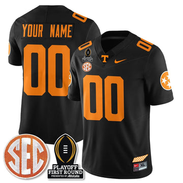 Personalized Custom TV Football Jersey - Playoff First Round Patch - Black Stitched