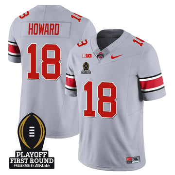 Personalized OSB Football - Playoff First Round Patch - Will Howard - 18 / Gray Stitched