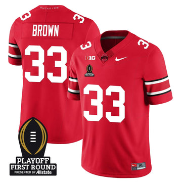 Personalized OSB Football - Playoff First Round Patch - Devin Brown - 33 / Gray Stitched