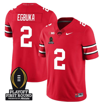 Personalized OSB Football - Playoff First Round Patch - Emeka Egbuka - 2 / Scarlet Stitched