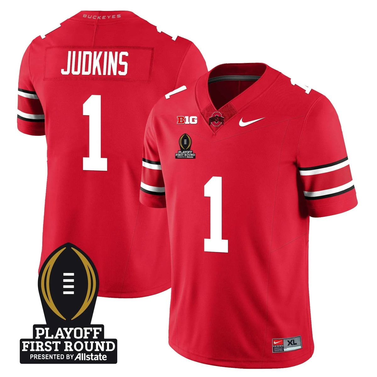 Personalized OSB Football - Playoff First Round Patch - Quinshon Judkins - 1 / Gray Stitched