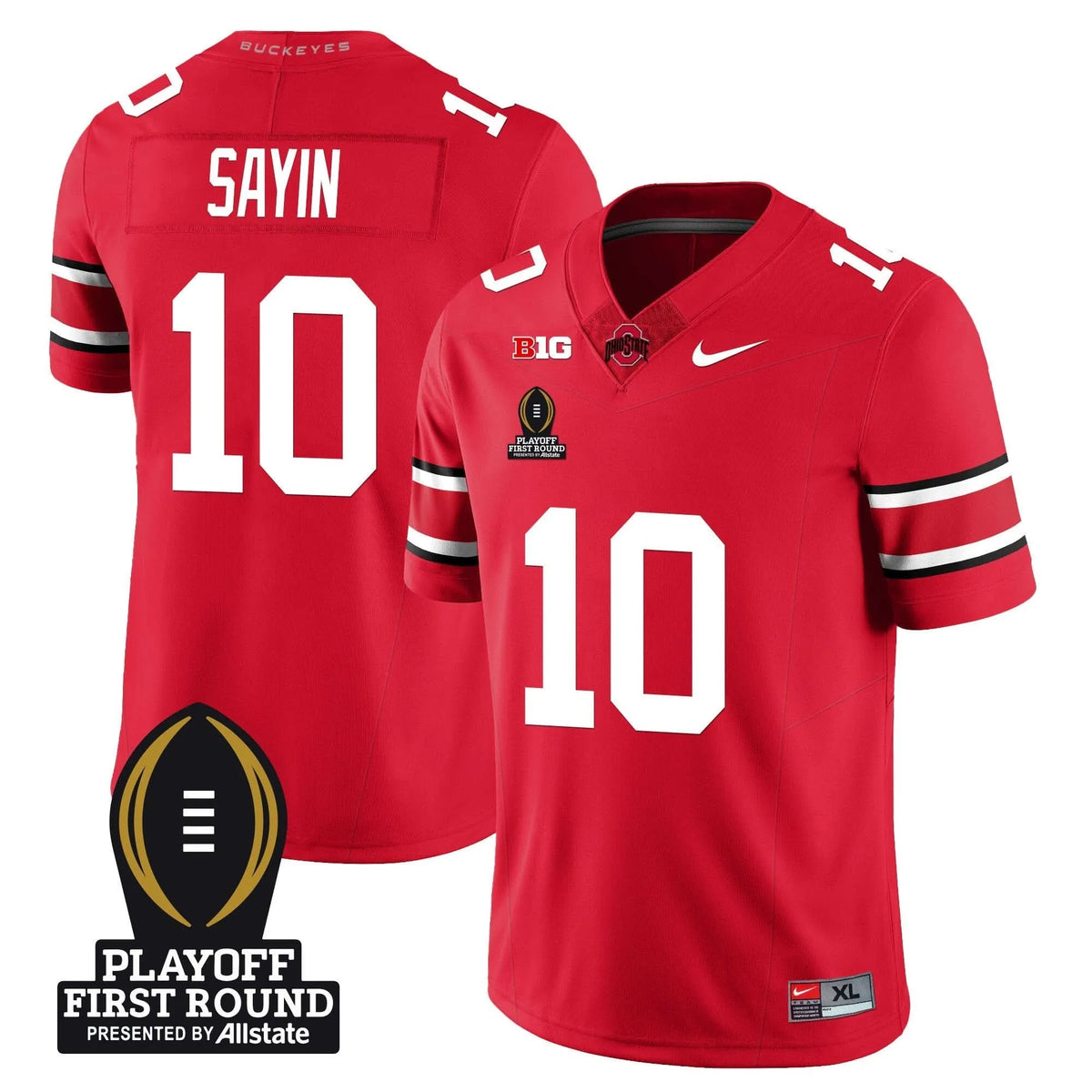 Personalized OSB Football - Playoff First Round Patch - Julian Sayin - 10 / Gray Stitched