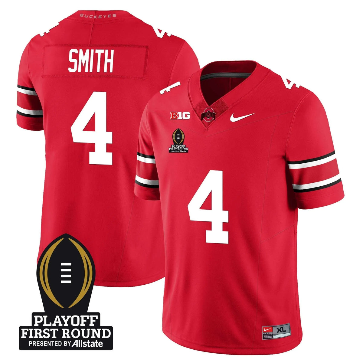 Personalized OSB Football - Playoff First Round Patch - Jeremiah Smith - 4 / Gray Stitched