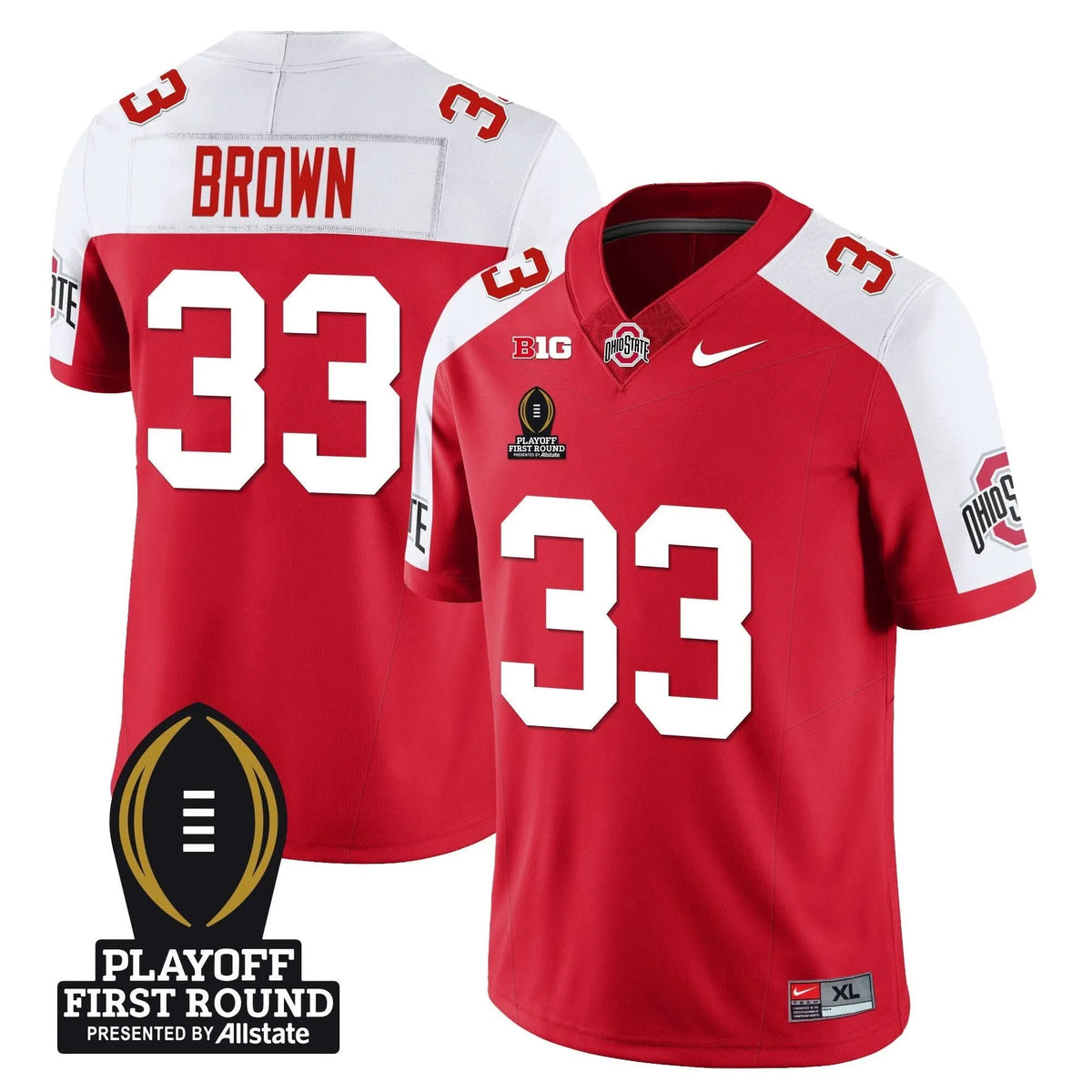 Personalized OSB Football - Playoff First Round Patch - Devin Brown - 33 / Alternate Stitched