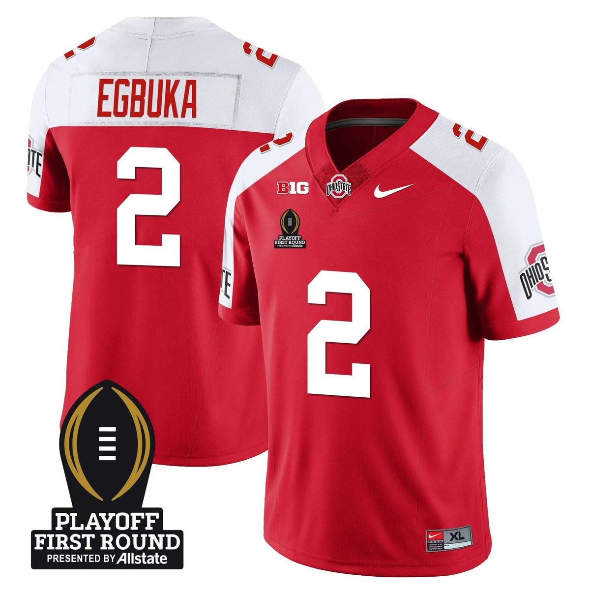 Personalized OSB Football - Playoff First Round Patch - Emeka Egbuka - 2 / Alternate Stitched