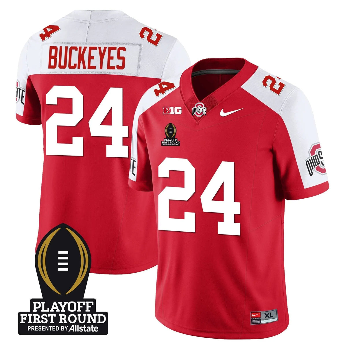 Personalized OSB Football - Playoff First Round Patch - Buckeyes - 24 / Alternate Stitched