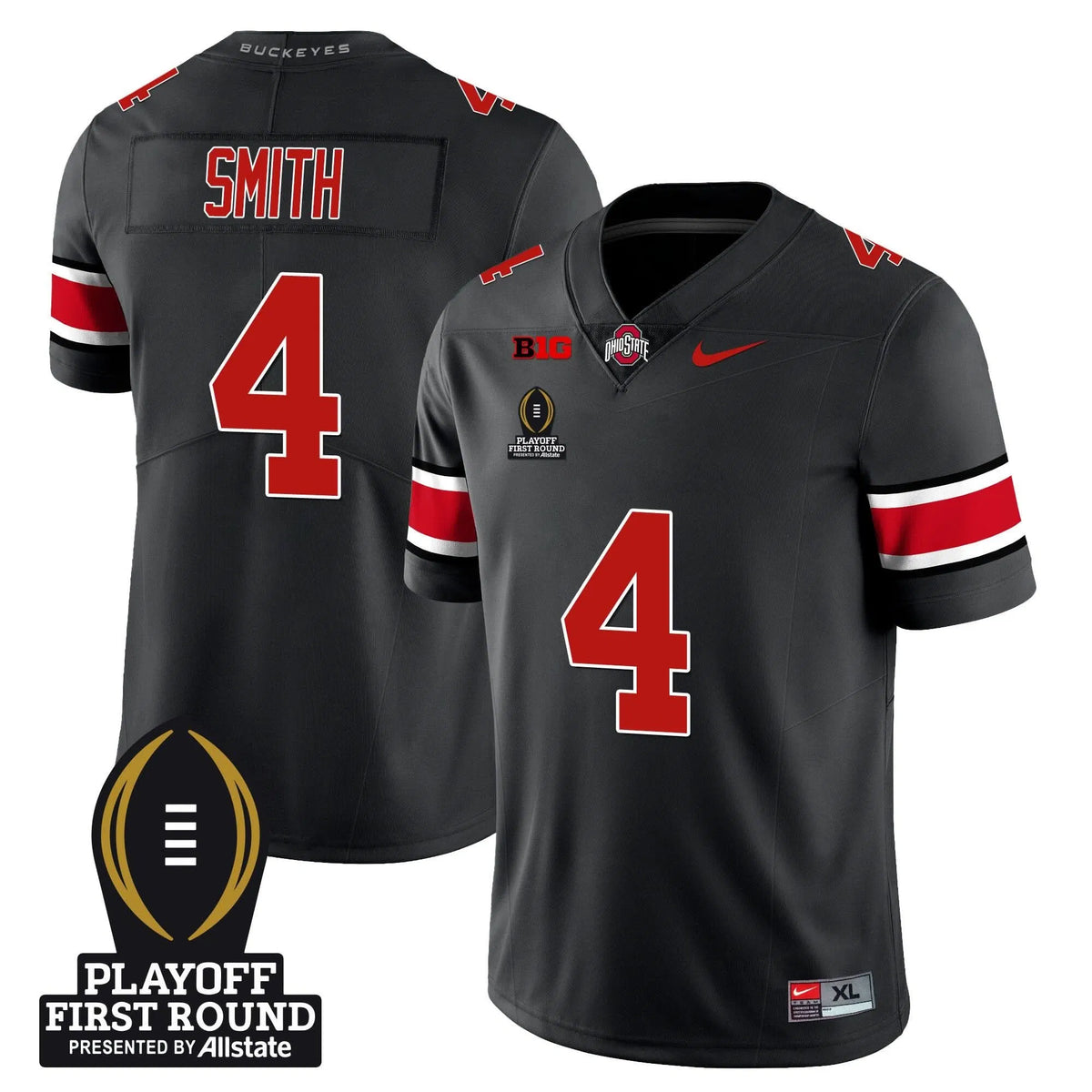 Personalized OSB Football - Playoff First Round Patch - Jeremiah Smith - 4 / Black Stitched