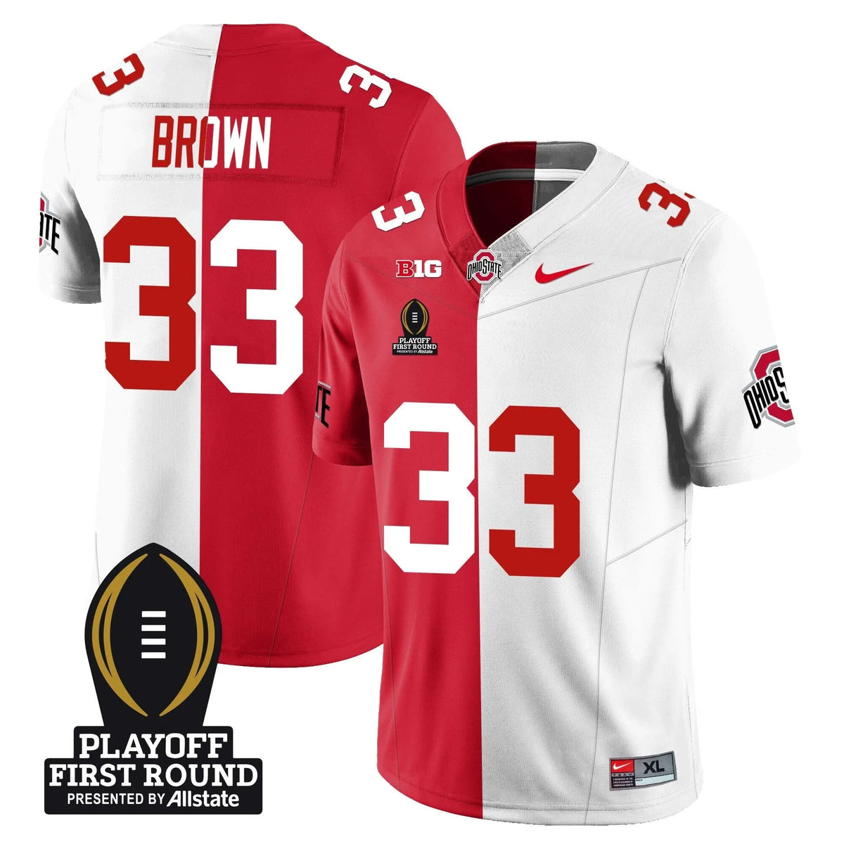 Personalized OSB Football - Playoff First Round Patch - Devin Brown - 33 / Split Stitched