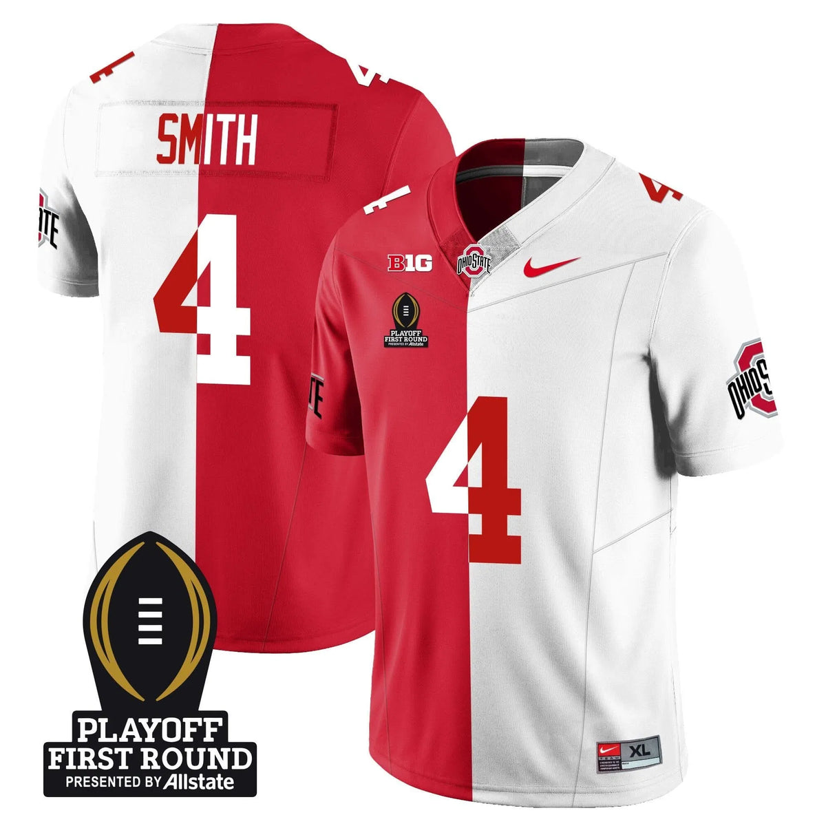 Personalized OSB Football - Playoff First Round Patch - Jeremiah Smith - 4 / Split Stitched