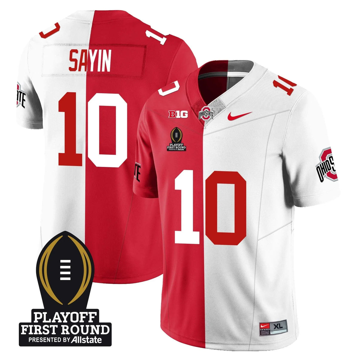 Personalized OSB Football - Playoff First Round Patch - Julian Sayin - 10 / Split Stitched