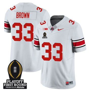 Personalized OSB Football - Playoff First Round Patch - Devin Brown - 33 / White Stitched