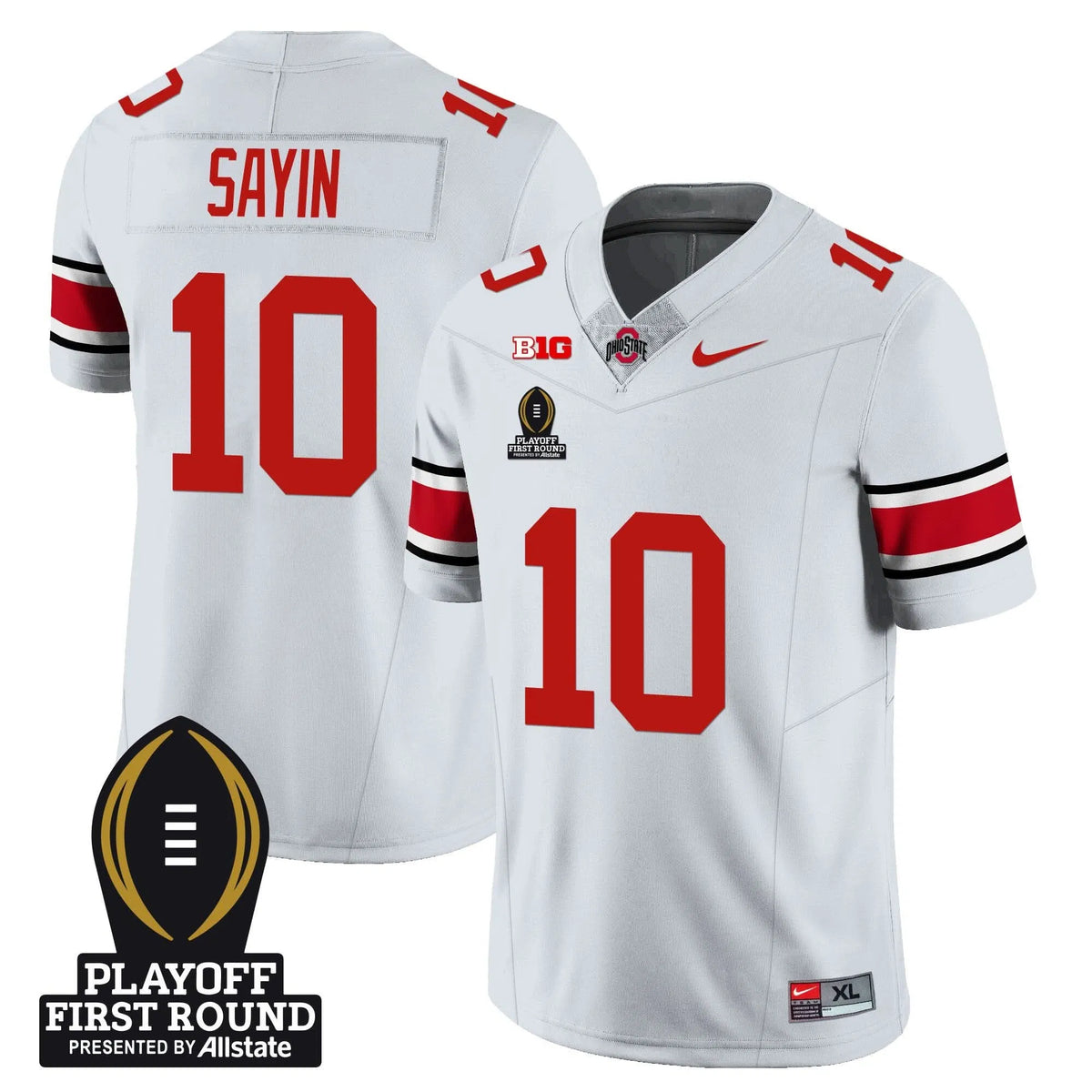 Personalized OSB Football - Playoff First Round Patch - Julian Sayin - 10 / White Stitched