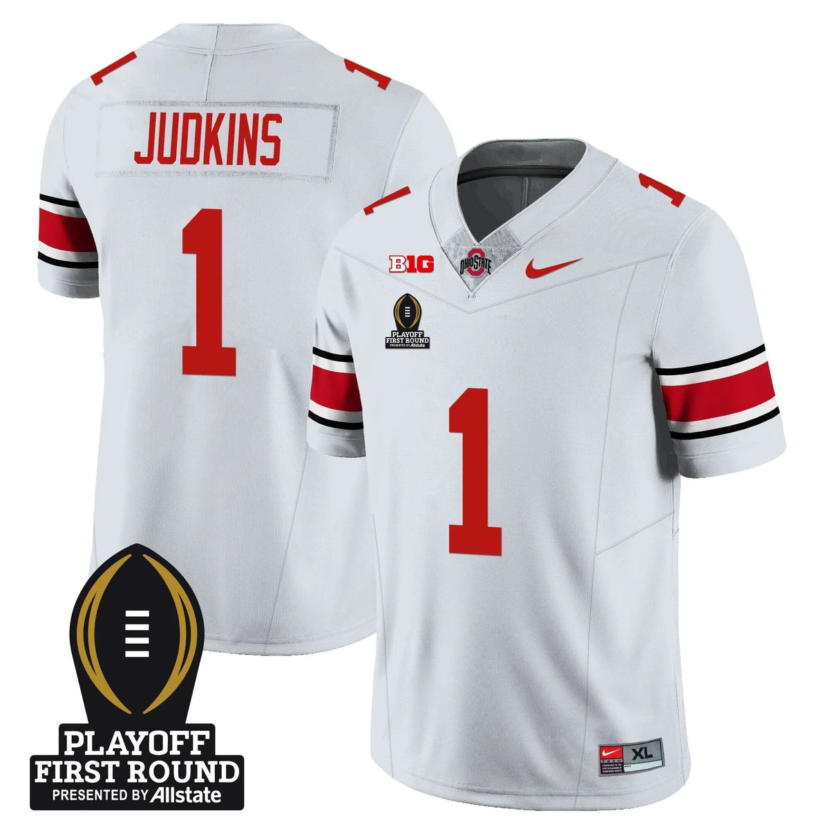 Personalized OSB Football - Playoff First Round Patch - Quinshon Judkins - 1 / White Stitched