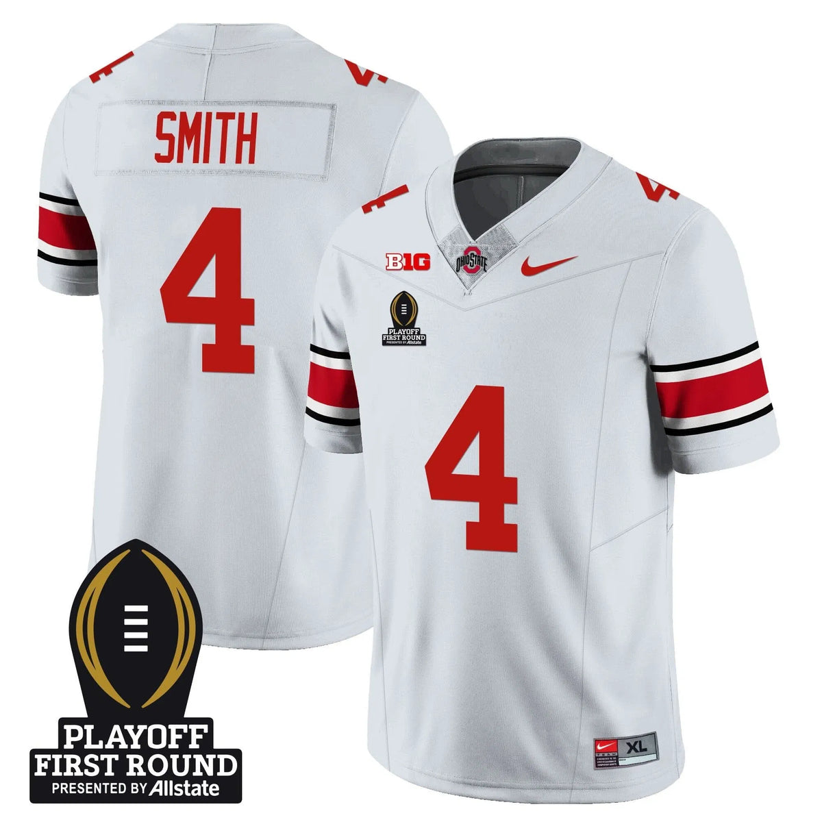 Personalized OSB Football - Playoff First Round Patch - Jeremiah Smith - 4 / White Stitched