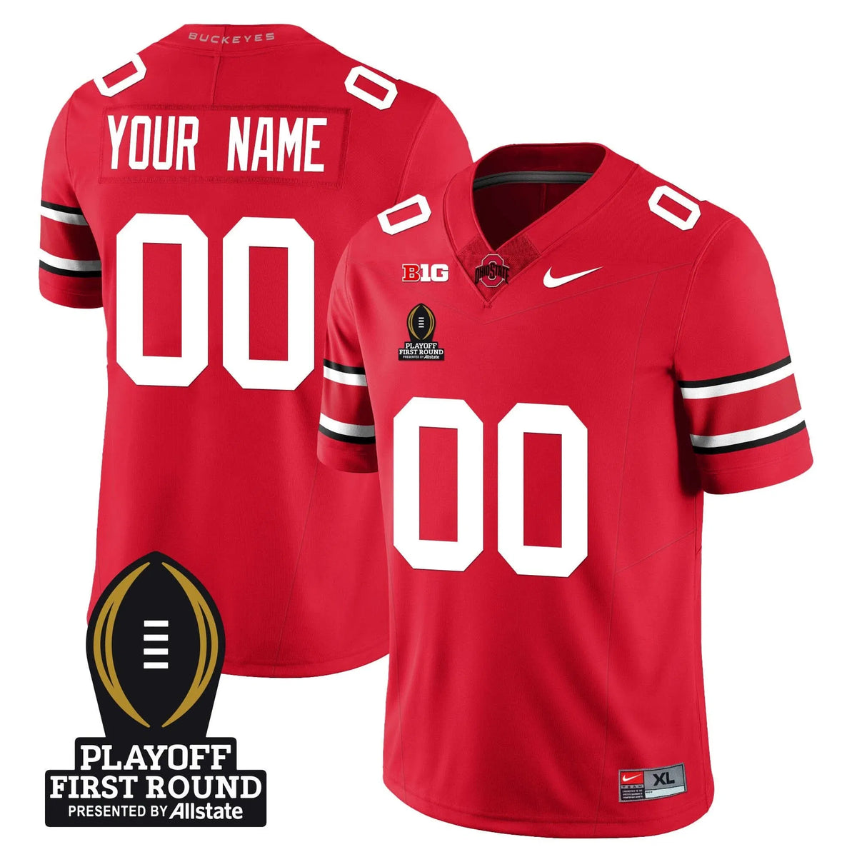 Personalized Custom OSB Football - Playoff First Round Patch - Scarlet Stitched