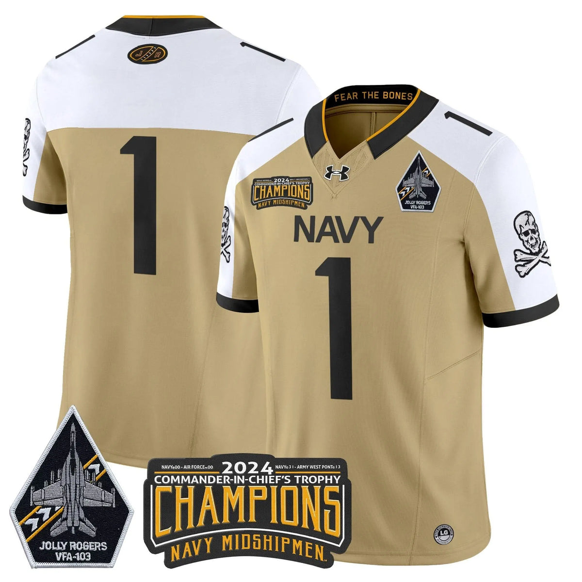 Personalized NM 2026 Commander-In-Chief's Trophy Champions Patch Vapor Limited Jersey - Gold Alternate / #1 Team Stitched