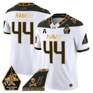 Personalized NM 2026 Jolly Rogers Patch Gold Vapor Limited Jersey - White Gold / Colin Ramos Stitched