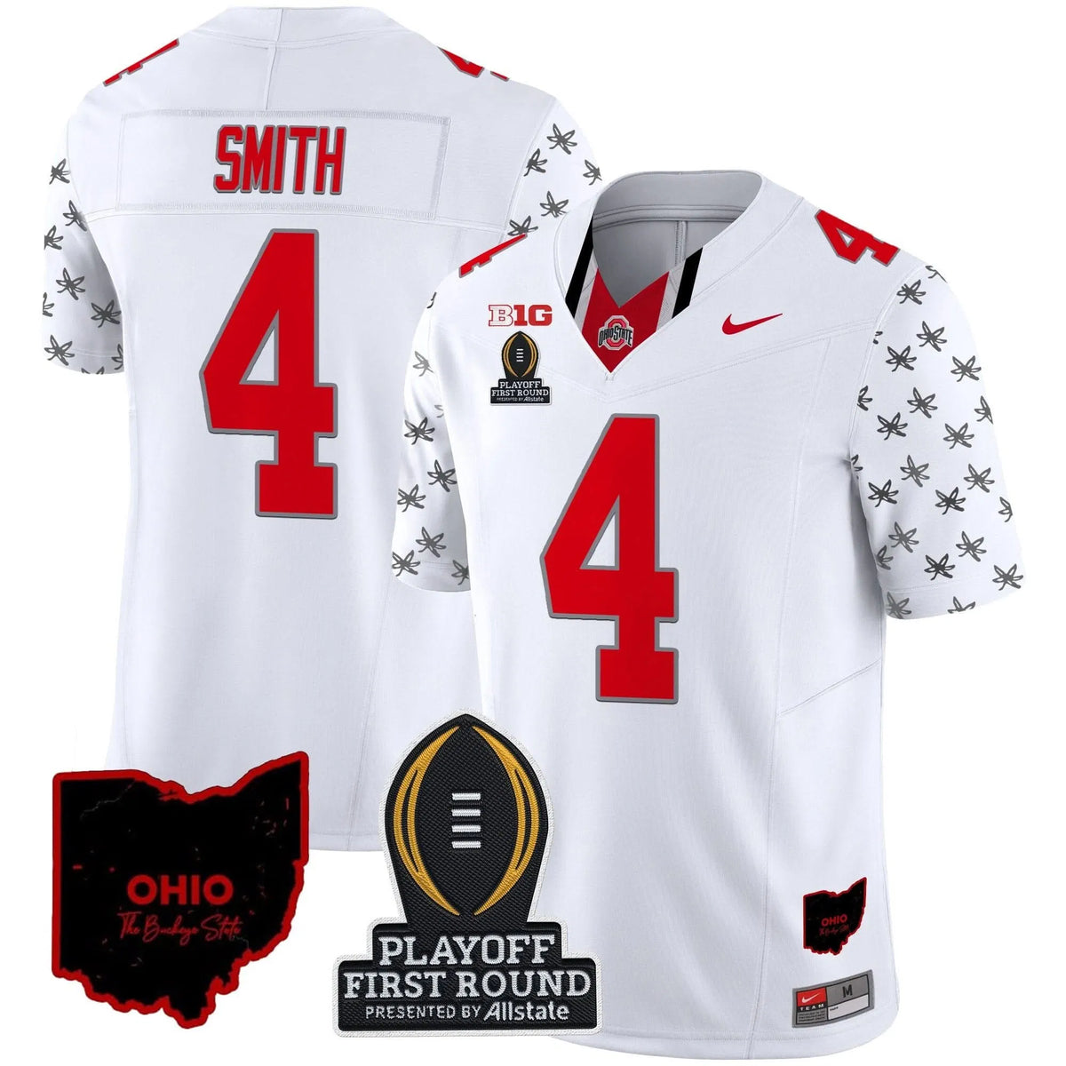 Personalized OSB 2026 Playoff First Round Patch Vapor Limited Jersey - White Limited / Jeremiah Smith Stitched