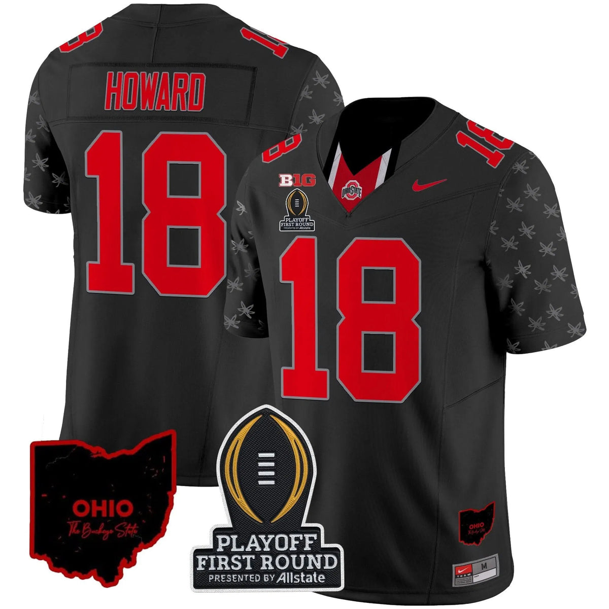Personalized OSB 2026 Playoff First Round Patch Vapor Limited Jersey - Black Limited / Will Howard Stitched