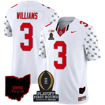 Personalized OSB 2026 Playoff First Round Patch Vapor Limited Jersey - White Limited / Miyan Williams Stitched