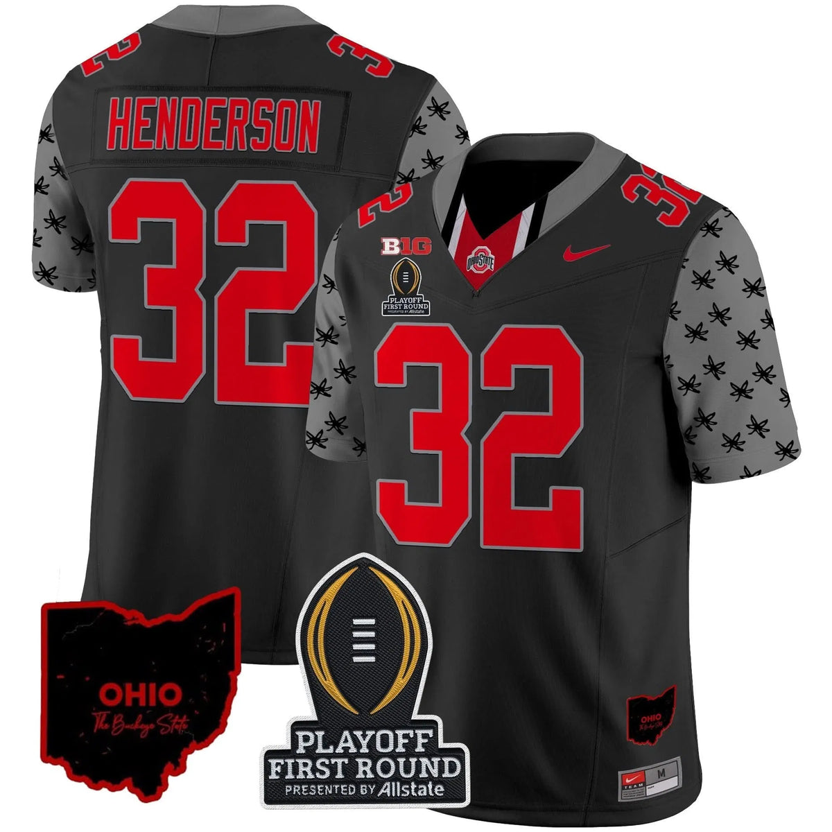 Personalized OSB 2026 Playoff First Round Patch Vapor Limited Jersey - Black / TreVeyon Henderson Stitched