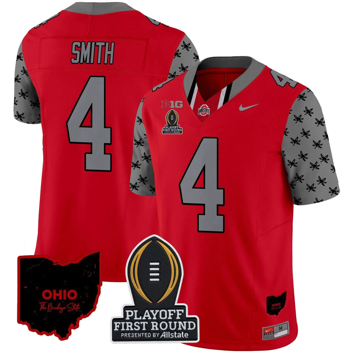 Personalized OSB 2026 Playoff First Round Patch Vapor Limited Jersey - Red / Jeremiah Smith Stitched