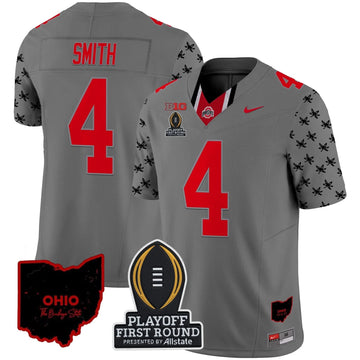 Personalized OSB 2026 Playoff First Round Patch Vapor Limited Jersey - Gray / Jeremiah Smith Stitched