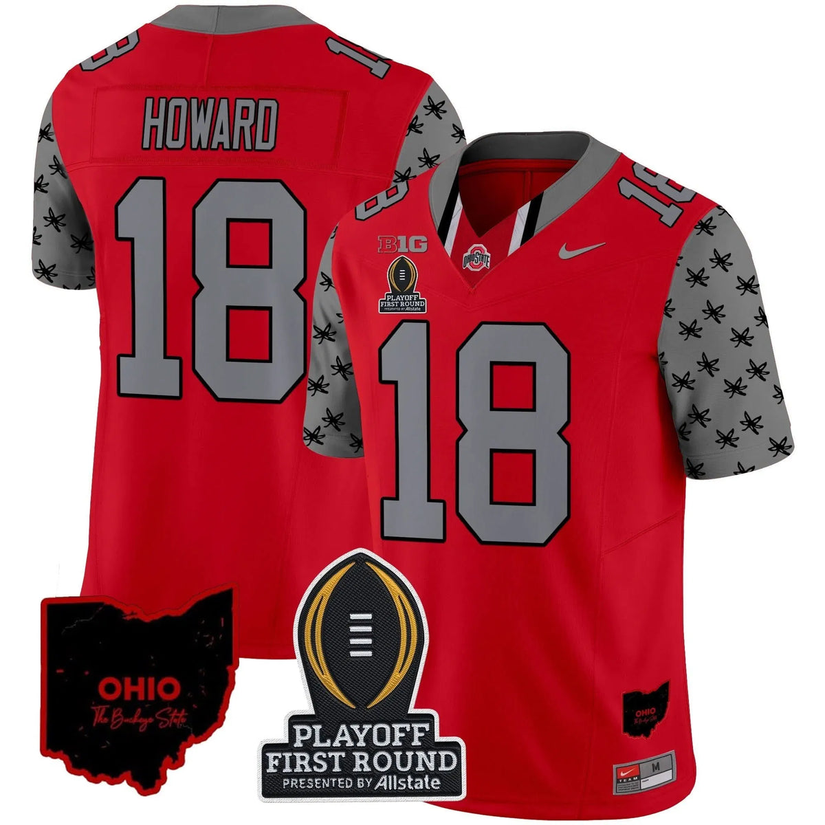 Personalized OSB 2026 Playoff First Round Patch Vapor Limited Jersey - Red / Will Howard Stitched