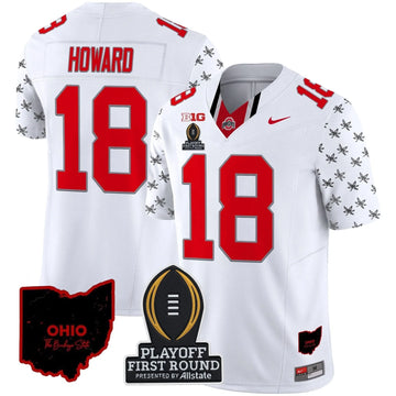 Personalized OSB 2026 Playoff First Round Patch Vapor Limited Jersey - White Limited / Will Howard Stitched