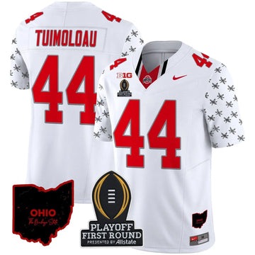 Personalized OSB 2026 Playoff First Round Patch Vapor Limited Jersey - White Limited / JT Tuimoloau Stitched