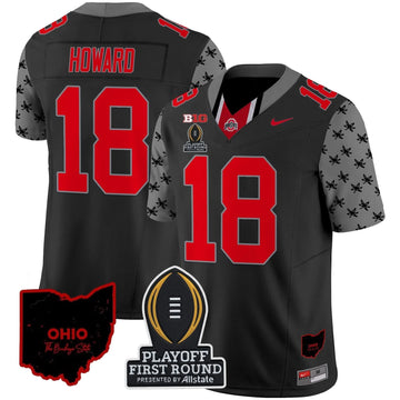 Personalized OSB 2026 Playoff First Round Patch Vapor Limited Jersey - Black / Will Howard Stitched