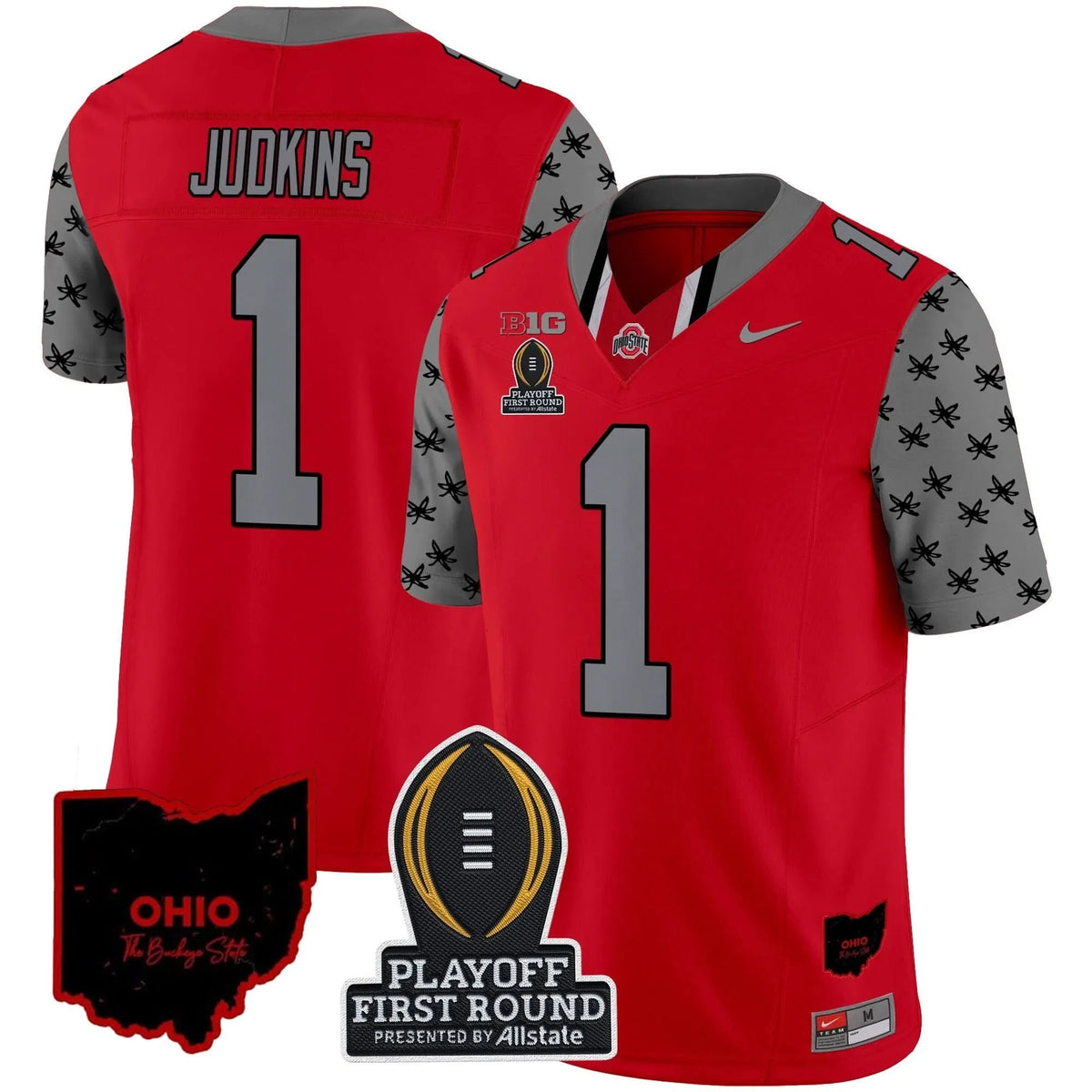 Personalized OSB 2026 Playoff First Round Patch Vapor Limited Jersey - Red / Quinshon Judkins Stitched