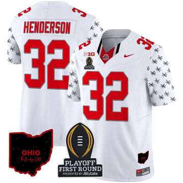 Personalized OSB 2026 Playoff First Round Patch Vapor Limited Jersey - White Limited / TreVeyon Henderson Stitched
