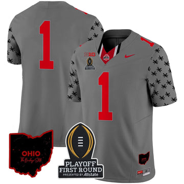 Personalized OSB 2026 Playoff First Round Patch Vapor Limited Jersey - Gray / #1 Team Stitched