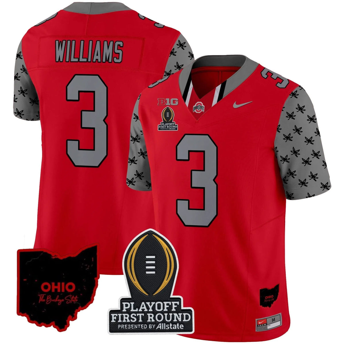 Personalized OSB 2026 Playoff First Round Patch Vapor Limited Jersey - Red / Miyan Williams Stitched