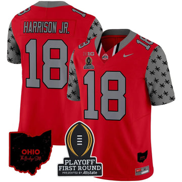 Personalized OSB 2026 Playoff First Round Patch Vapor Limited Jersey - Red / Marvin Harrison Jr. Stitched