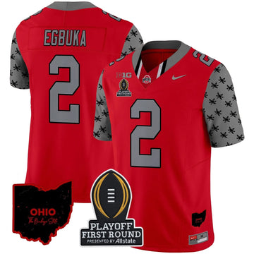 Personalized OSB 2026 Playoff First Round Patch Vapor Limited Jersey - Red / Emeka Egbuka Stitched