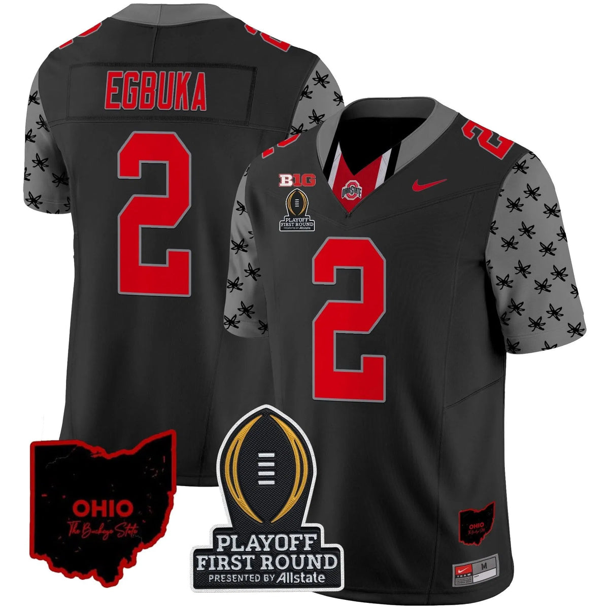 Personalized OSB 2026 Playoff First Round Patch Vapor Limited Jersey - Black / Emeka Egbuka Stitched