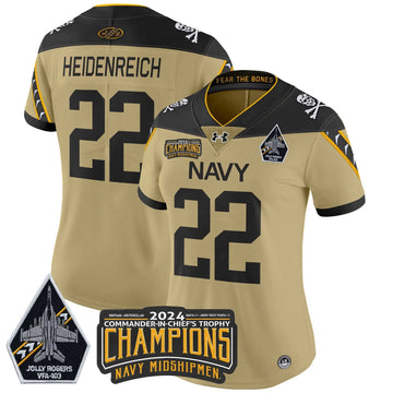 Personalized Women's NM 2026 Commander-In-Chief's Trophy Champions Patch Vapor Limited Jersey - Stitched - Gold / Eli Heidenreich Stitched