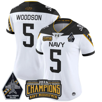 Personalized Women's NM 2026 Commander-In-Chief's Trophy Champions Patch Vapor Limited Jersey - Stitched - White / Braxton Woodson Stitched