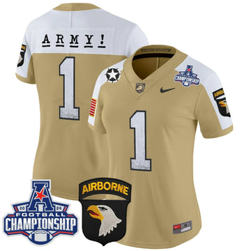 Personalized Women's ABK 2026 AAC Championship Patch Vapor Limited Jersey - Stitched - Tan Alternate / #1 Team Stitched