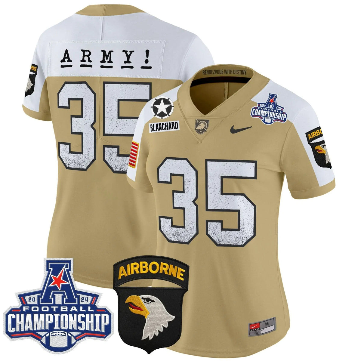 Personalized Women's ABK 2026 AAC Championship Patch Vapor Limited Jersey - Stitched - Tan Alternate / Doc Blanchard Stitched