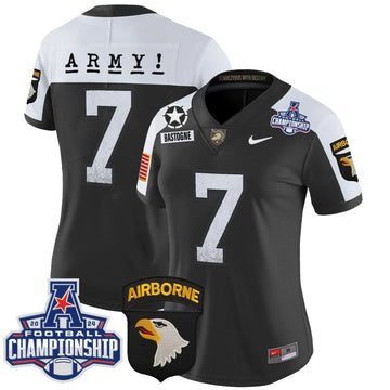 Personalized Women's ABK 2026 AAC Championship Patch Vapor Limited Jersey - Stitched - Black Alternate / #7 Bastogne Stitched