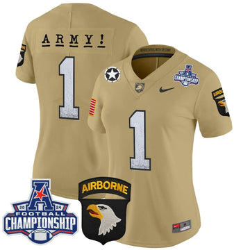 Personalized Women's ABK 2026 AAC Championship Patch Vapor Limited Jersey - Stitched - Tan / #1 Team Stitched