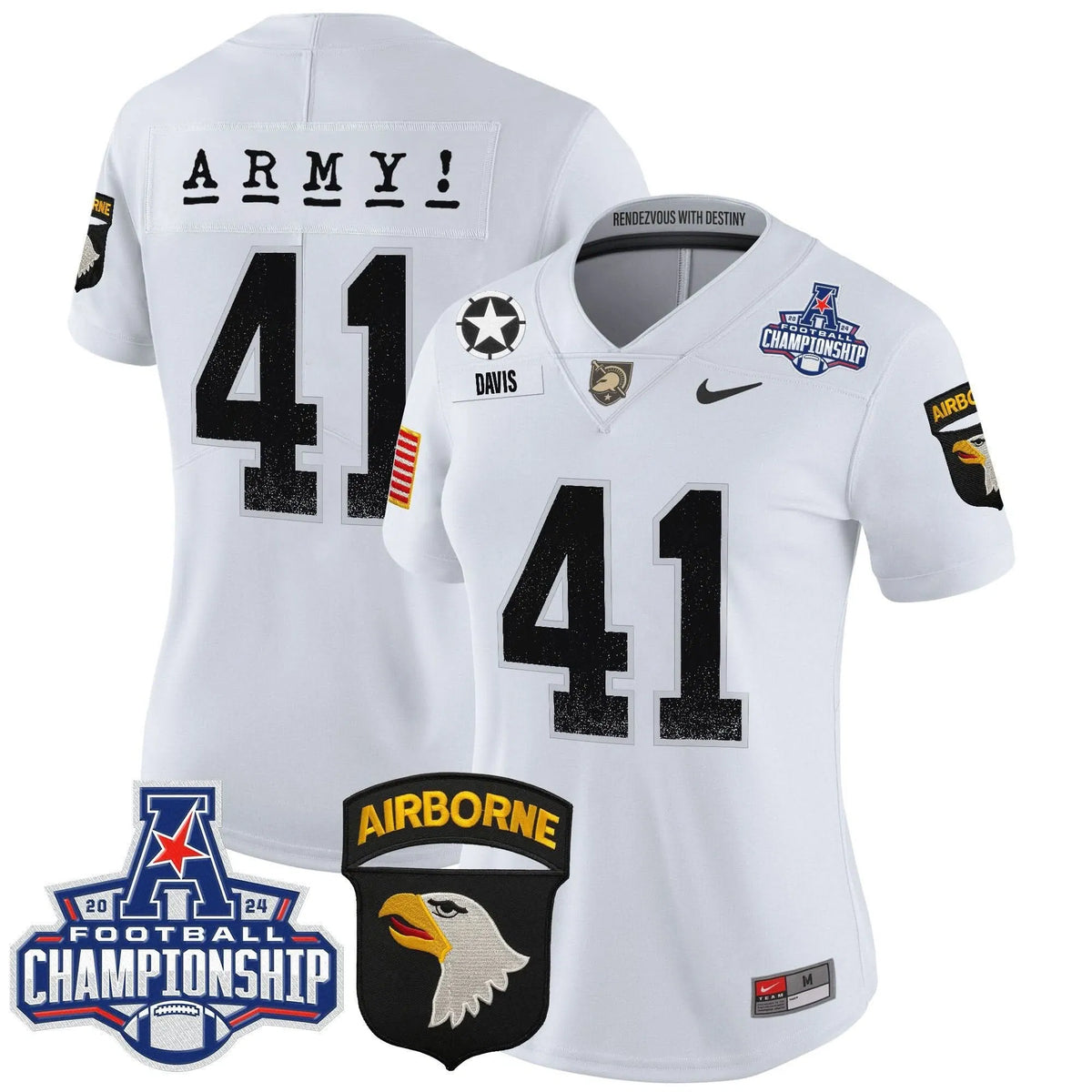 Personalized Women's ABK 2026 AAC Championship Patch Vapor Limited Jersey - Stitched - White / Glenn Davis Stitched