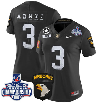 Personalized Women's ABK 2026 AAC Championship Patch Vapor Limited Jersey - Stitched - Black / #3 ROTM Stitched