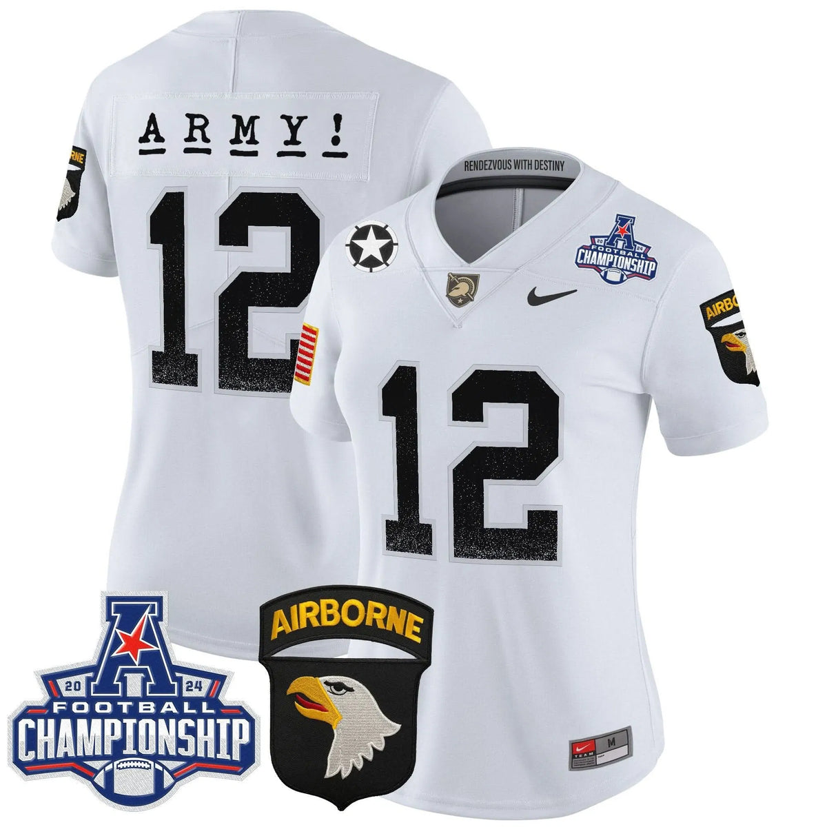 Personalized Women's ABK 2026 AAC Championship Patch Vapor Limited Jersey - Stitched - White / #12th Man Stitched
